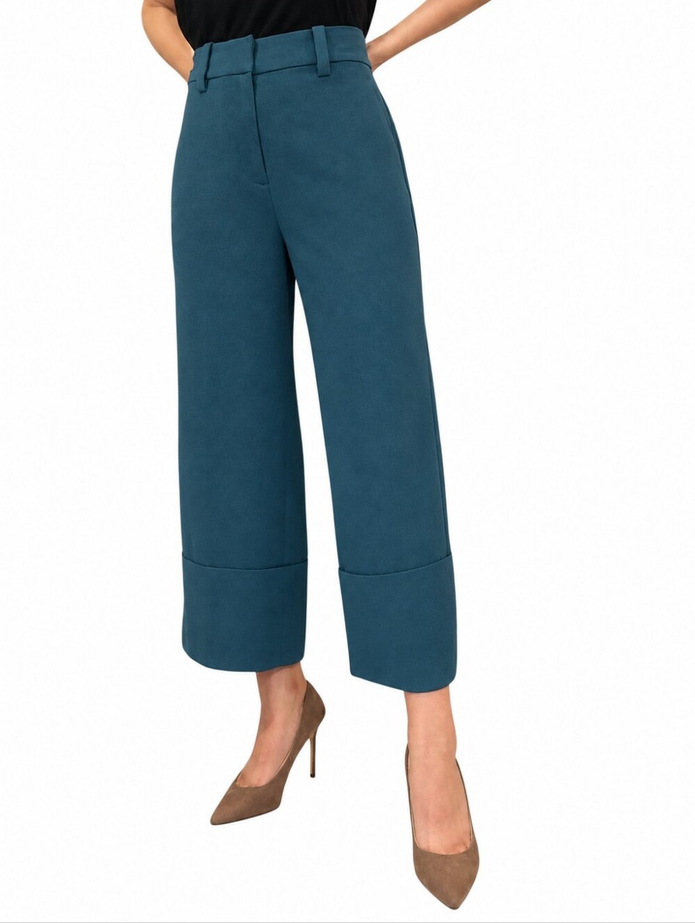 NEW J. Crew Cropped wide-leg pant in 365 crepe Sz.4 Teal Green AB659 HO19